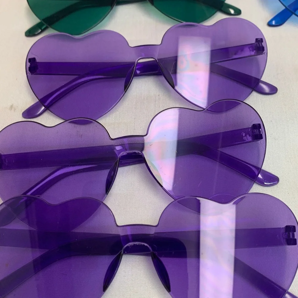 Kids Heart-Shaped Sunglasses Set Red, Green, Orange, Purple, Blue, Yellow,Clear